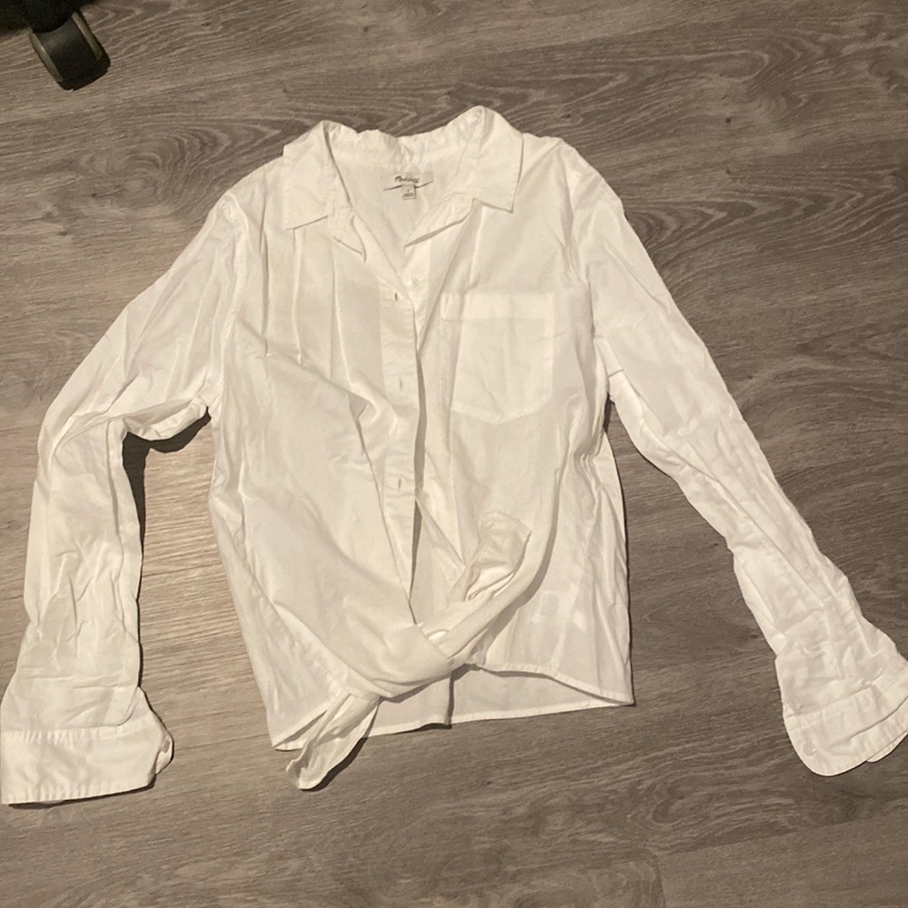 Madewell White Tie Front Button Up Shirt